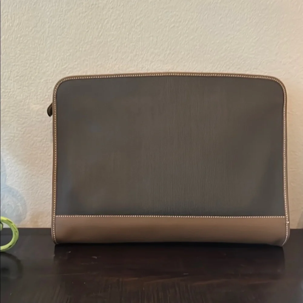 Vintage Dunhill Brown Herringbone Pouch Bag with Sleek Design